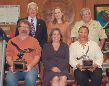 Mayor Judy Flanagan Kennedy, center front, is flanked by 2013 honorees Daniel Small, left, and Doreen Murray, right. Standing: David Solimine left, Ruth Crocker center and Alan Kline, right.